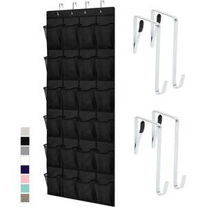 Over the Door Shoe Organizer - 24 Large Breathable Pockets